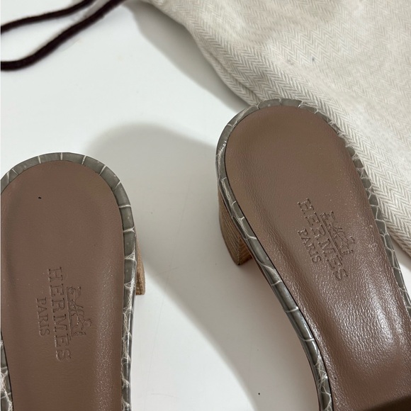 Hermès Oasis H Sandal Heels – Croc Embossed Leather – Size 36 - Picture 3 of 3